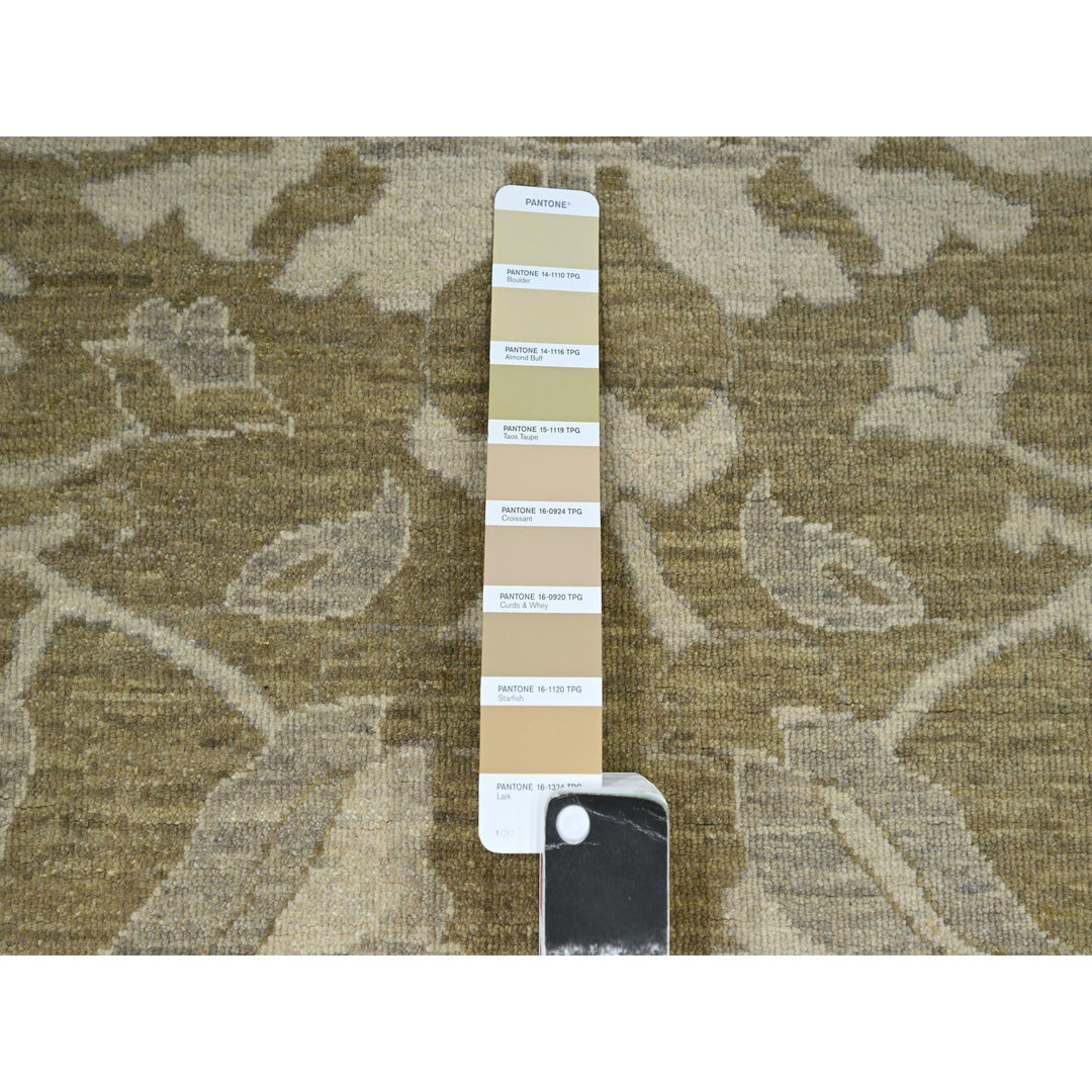 9'0" x 12'0" New Hand Knotted Green Wool Rectangle Oriental Rug - MOA10276165