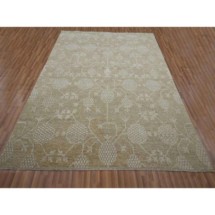 8'1" x 10'1" New Hand Knotted Brown Wool Rectangle Oriental Rug - MOA10276166
