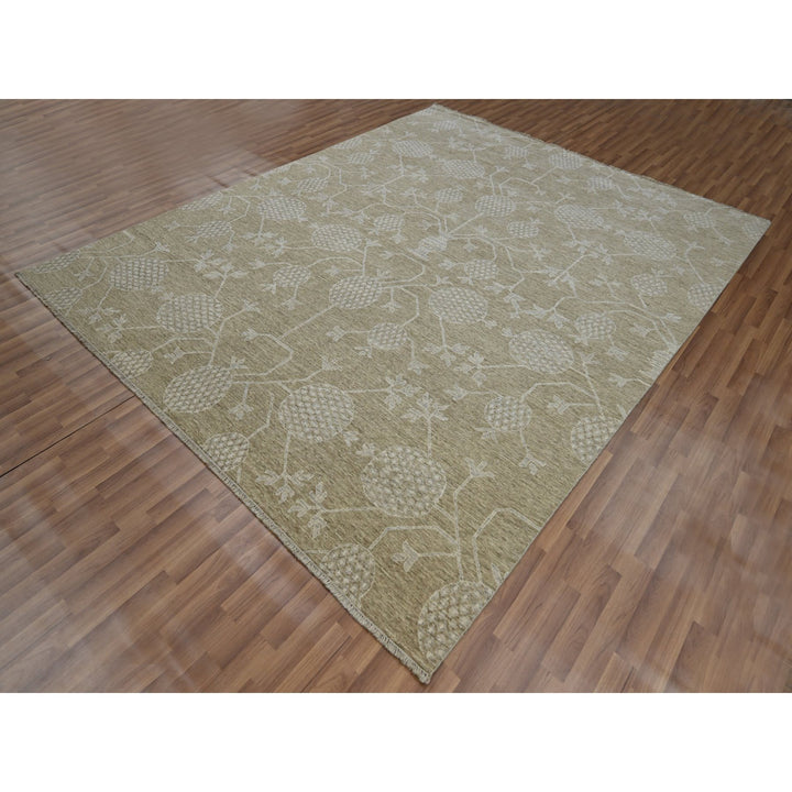 8'1" x 10'1" New Hand Knotted Brown Wool Rectangle Oriental Rug - MOA10276166