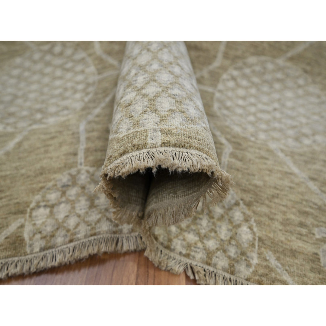 8'1" x 10'1" New Hand Knotted Brown Wool Rectangle Oriental Rug - MOA10276166