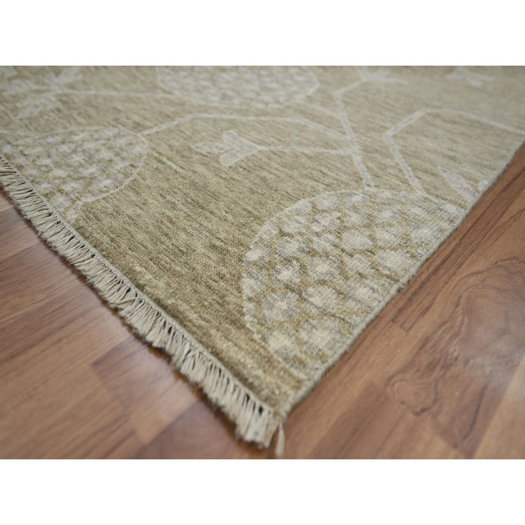 8'1" x 10'1" New Hand Knotted Brown Wool Rectangle Oriental Rug - MOA10276166
