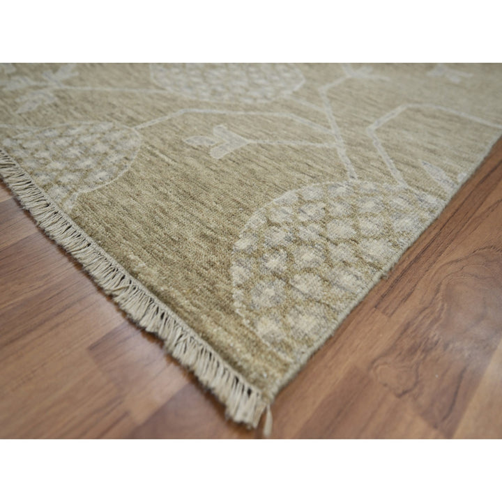 8'1" x 10'1" New Hand Knotted Brown Wool Rectangle Oriental Rug - MOA10276166