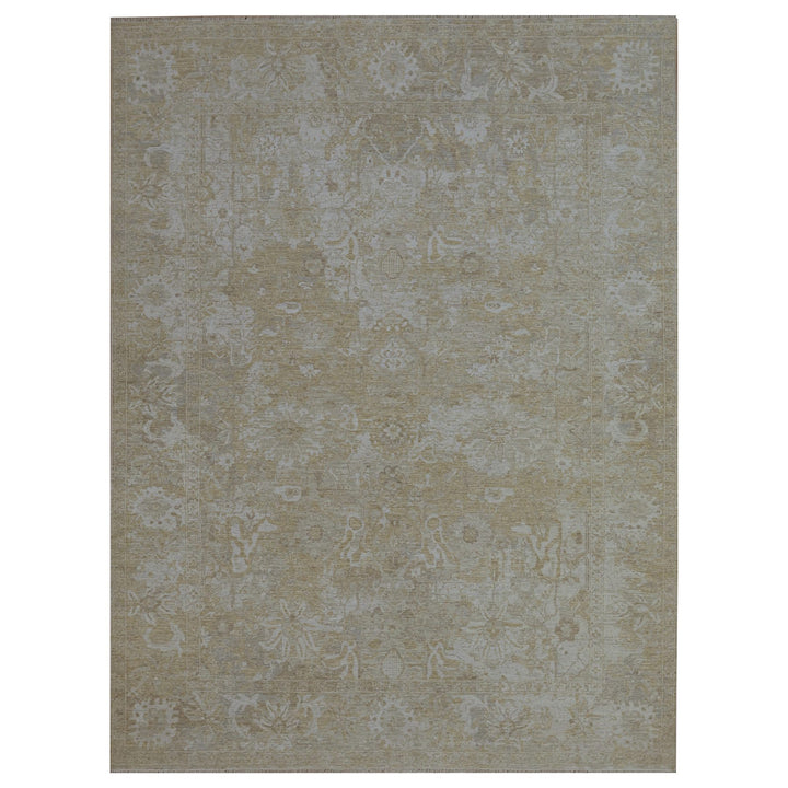9'1" x 12'2" New Hand Knotted Beige Wool Rectangle Oriental Rug - MOA10276168