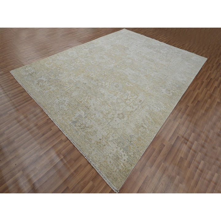 9'1" x 12'2" New Hand Knotted Beige Wool Rectangle Oriental Rug - MOA10276168