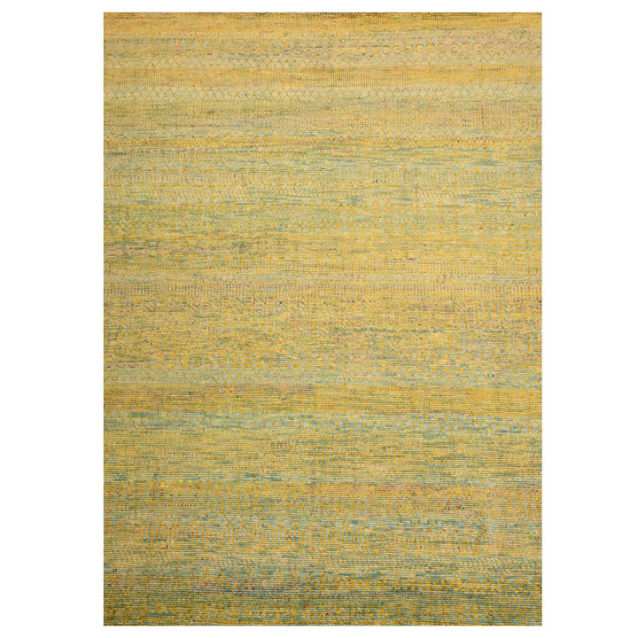 9'9" x 13'5" New Hand Knotted Yellow Wool & Sari Silk Rectangle Oriental Rug - MOA10276171