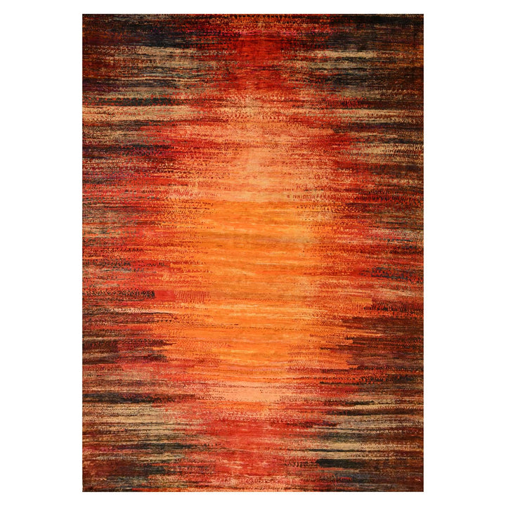 9'10" x 14'1" New Hand Knotted Yellow Sari Silk Rectangle Oriental Rug - MOA10276172