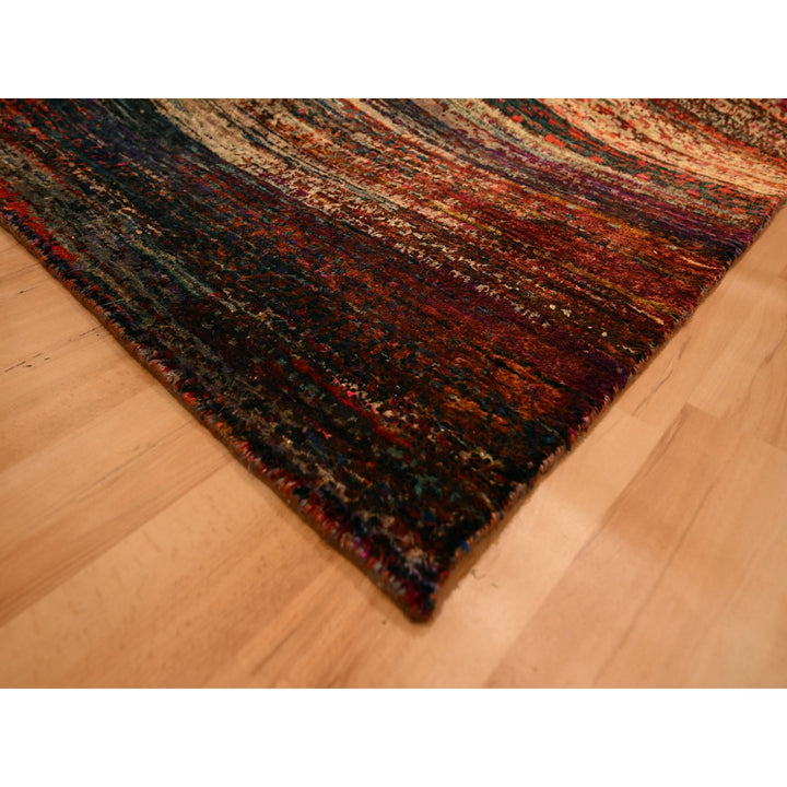 9'10" x 14'1" New Hand Knotted Yellow Sari Silk Rectangle Oriental Rug - MOA10276172