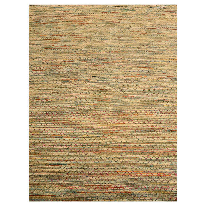9'1" x 12'2" New Hand Knotted Beige Wool & Sari Silk Rectangle Oriental Rug - MOA10276173