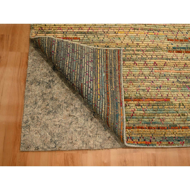 9'1" x 12'2" New Hand Knotted Beige Wool & Sari Silk Rectangle Oriental Rug - MOA10276173