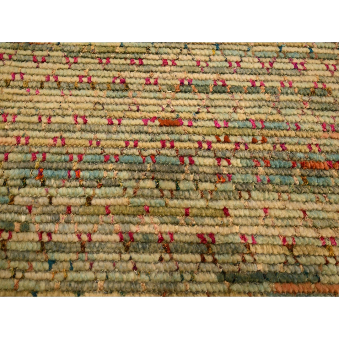 9'1" x 12'2" New Hand Knotted Beige Wool & Sari Silk Rectangle Oriental Rug - MOA10276173