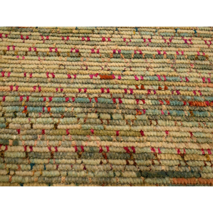 9'1" x 12'2" New Hand Knotted Beige Wool & Sari Silk Rectangle Oriental Rug - MOA10276173