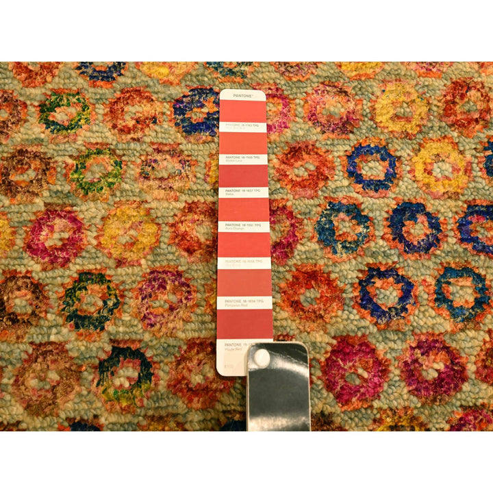 10'2" x 13'11" New Hand Knotted Yellow Wool & Sari Silk Rectangle Oriental Rug - MOA10276174