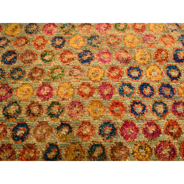 10'2" x 13'11" New Hand Knotted Yellow Wool & Sari Silk Rectangle Oriental Rug - MOA10276174