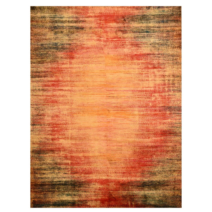 8'11" x 12'0" New Hand Knotted Yellow Sari Silk Rectangle Oriental Rug - MOA10276175