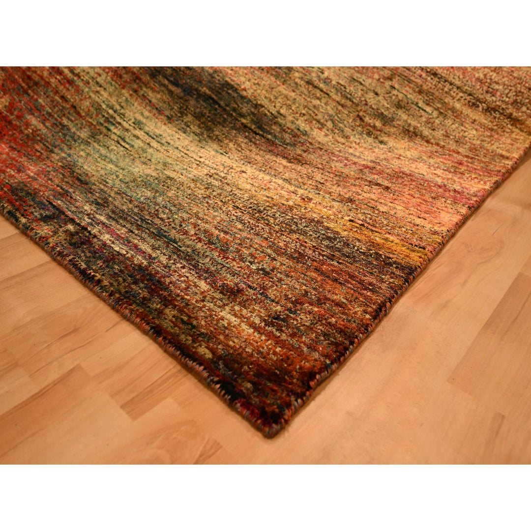 8'11" x 12'0" New Hand Knotted Yellow Sari Silk Rectangle Oriental Rug - MOA10276175