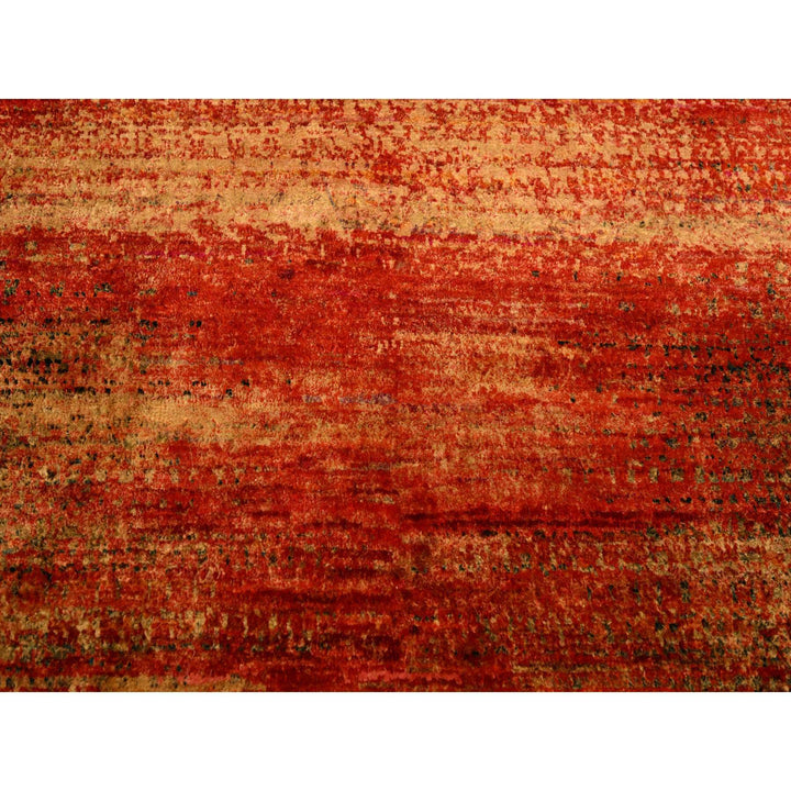 8'11" x 12'0" New Hand Knotted Yellow Sari Silk Rectangle Oriental Rug - MOA10276175