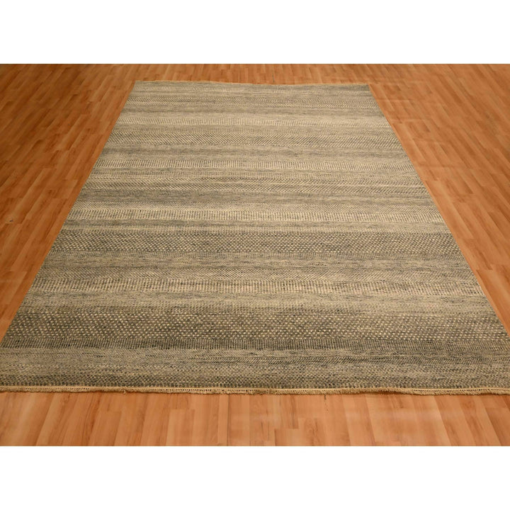 8'0" x 10'3" New Hand Knotted Grey Wool Rectangle Oriental Rug - MOA10276178