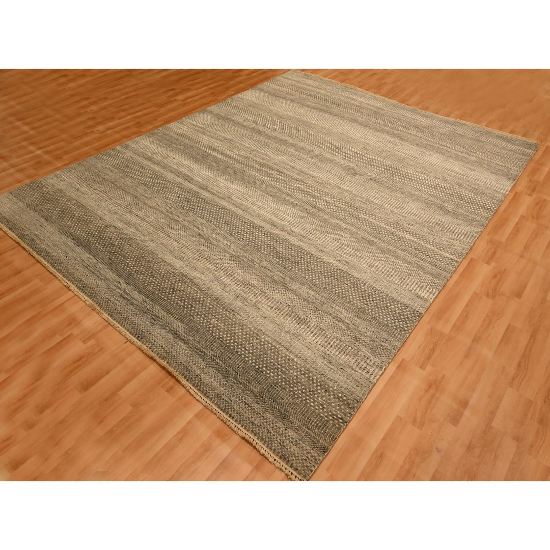8'0" x 10'3" New Hand Knotted Grey Wool Rectangle Oriental Rug - MOA10276178
