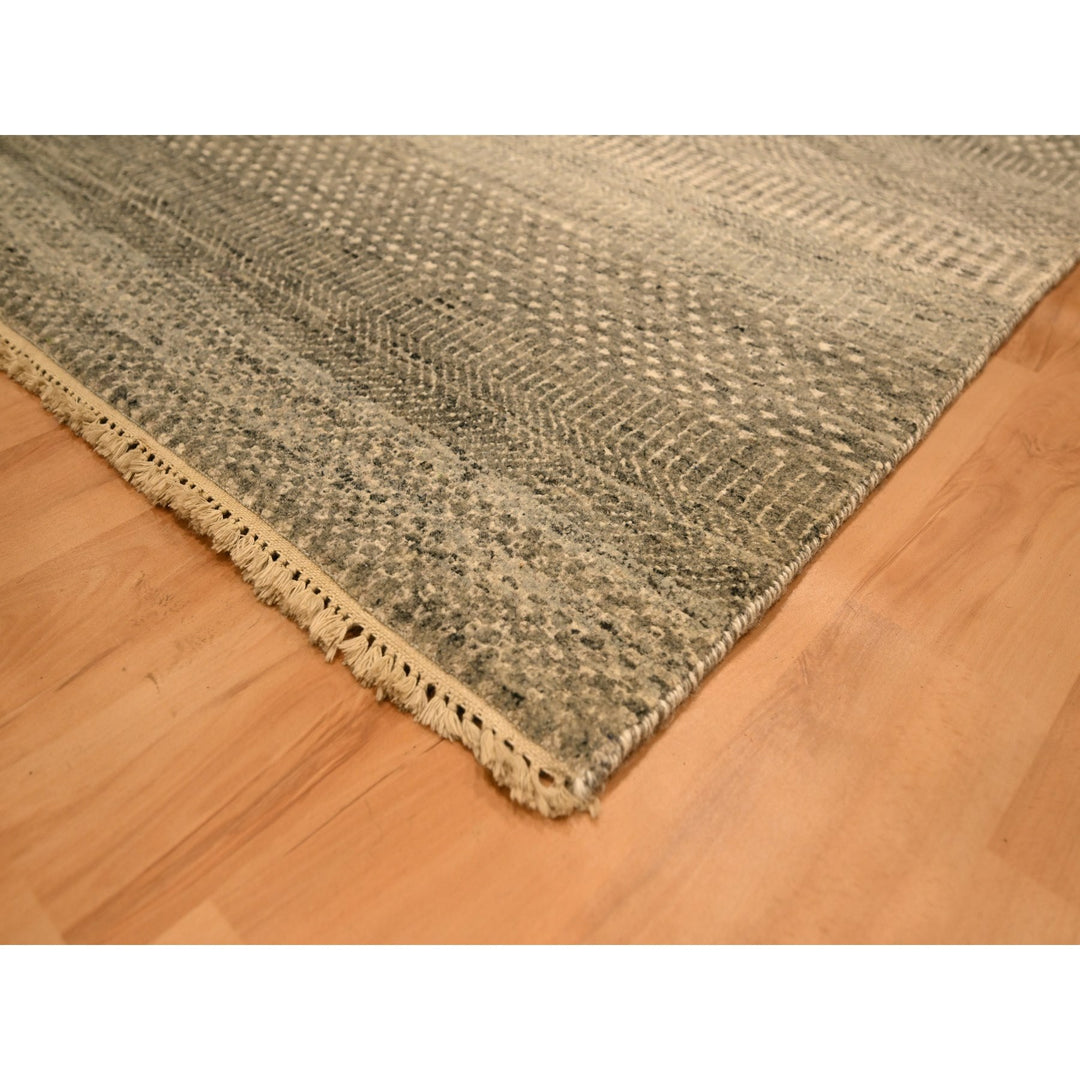 8'0" x 10'3" New Hand Knotted Grey Wool Rectangle Oriental Rug - MOA10276178