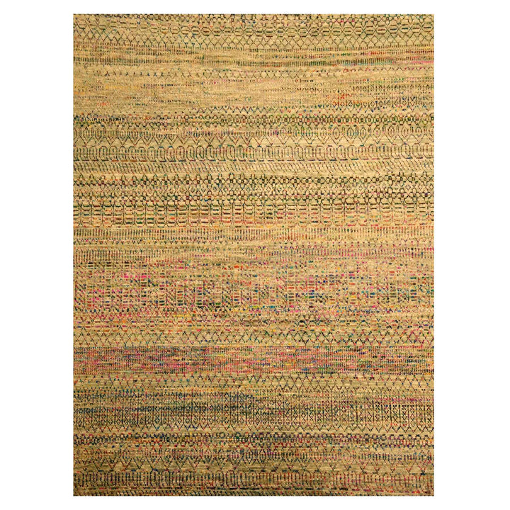 8'11" x 12'3" New Hand Knotted Brown Wool & Sari Silk Rectangle Oriental Rug - MOA10276181