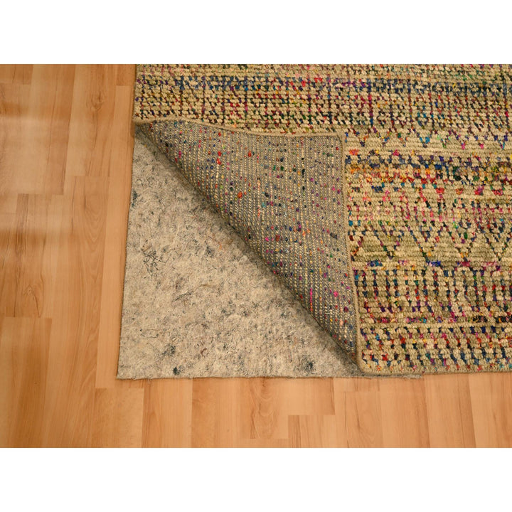 8'11" x 12'3" New Hand Knotted Brown Wool & Sari Silk Rectangle Oriental Rug - MOA10276181