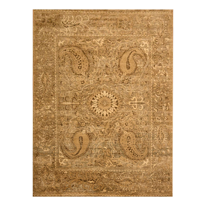 8'9" x 11'10" New Hand Knotted Brown Wool Rectangle Oriental Rug - MOA10276182
