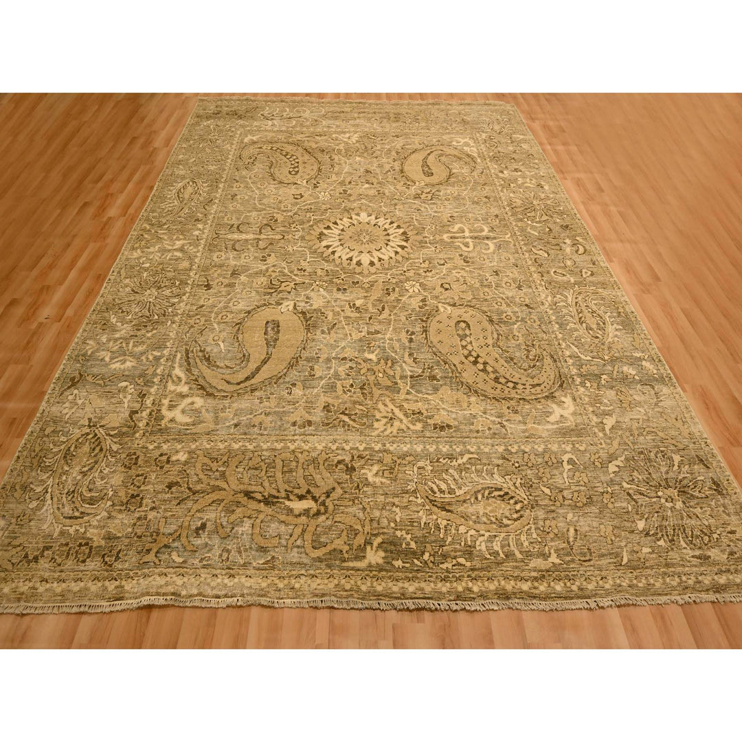 8'9" x 11'10" New Hand Knotted Brown Wool Rectangle Oriental Rug - MOA10276182