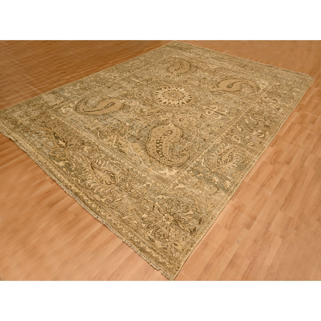 8'9" x 11'10" New Hand Knotted Brown Wool Rectangle Oriental Rug - MOA10276182