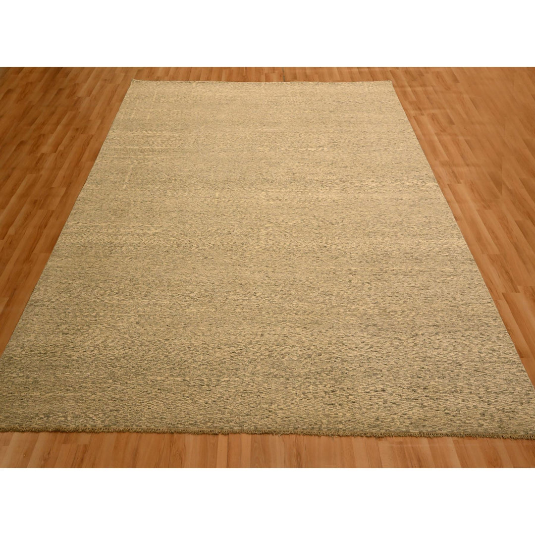7'9" x 9'7" New Hand Knotted Beige Wool Rectangle Oriental Rug - MOA10276183