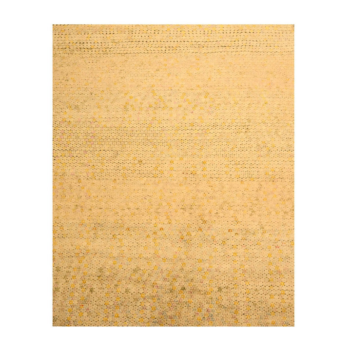 8'1" x 10'1" New Hand Knotted Beige Wool & Sari Silk Rectangle Oriental Rug - MOA10276184