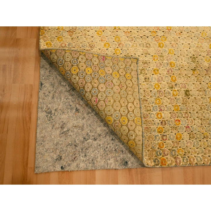 8'1" x 10'1" New Hand Knotted Beige Wool & Sari Silk Rectangle Oriental Rug - MOA10276184