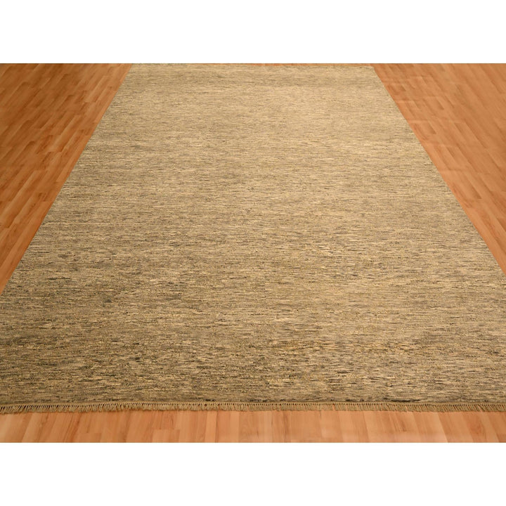 8'10" x 11'10" New Hand Knotted Brown Wool Rectangle Oriental Rug - MOA10276185