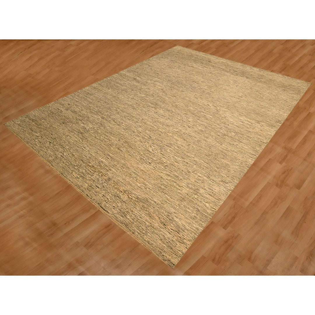 8'10" x 11'10" New Hand Knotted Brown Wool Rectangle Oriental Rug - MOA10276185