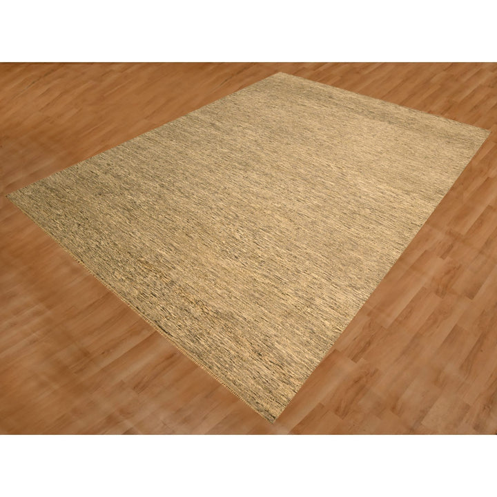 8'10" x 11'10" New Hand Knotted Brown Wool Rectangle Oriental Rug - MOA10276185