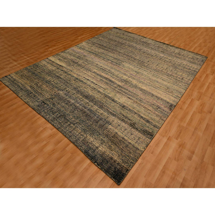 8'0" x 10'2" New Hand Knotted Brown Sari Silk Rectangle Oriental Rug - MOA10276186