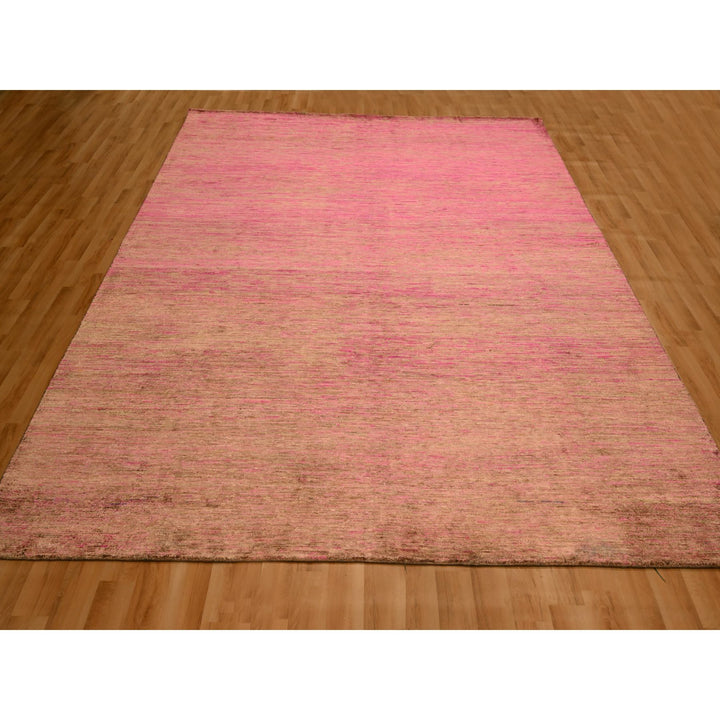 7'9" x 10'0" New Hand Knotted Pink Sari Silk Rectangle Oriental Rug - MOA10276187