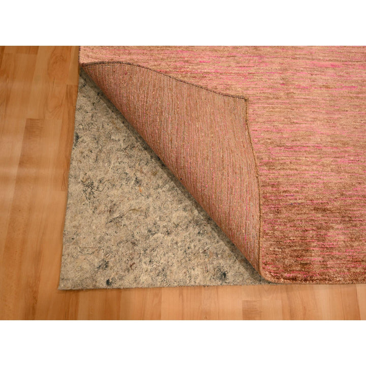 7'9" x 10'0" New Hand Knotted Pink Sari Silk Rectangle Oriental Rug - MOA10276187