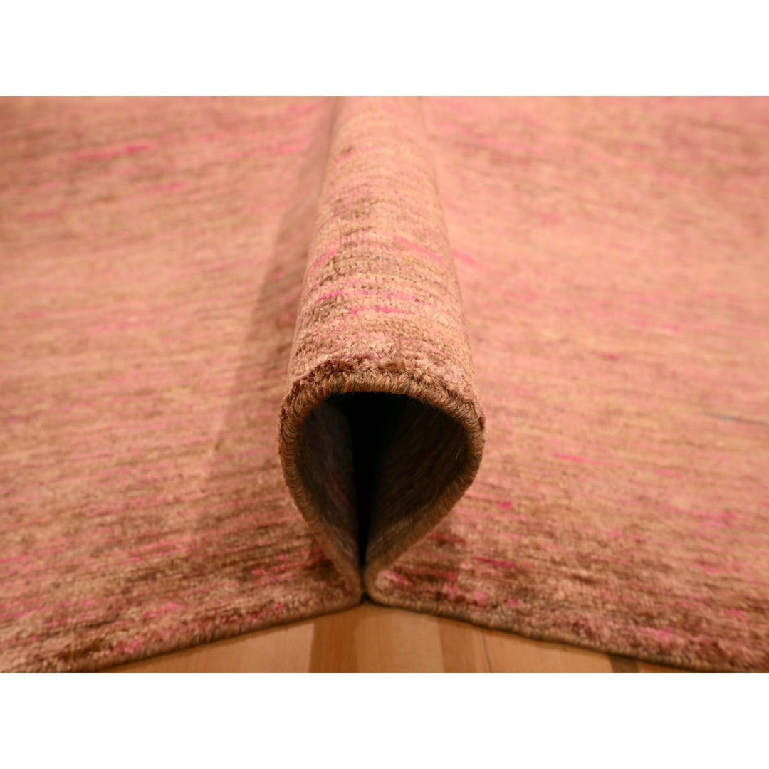 7'9" x 10'0" New Hand Knotted Pink Sari Silk Rectangle Oriental Rug - MOA10276187