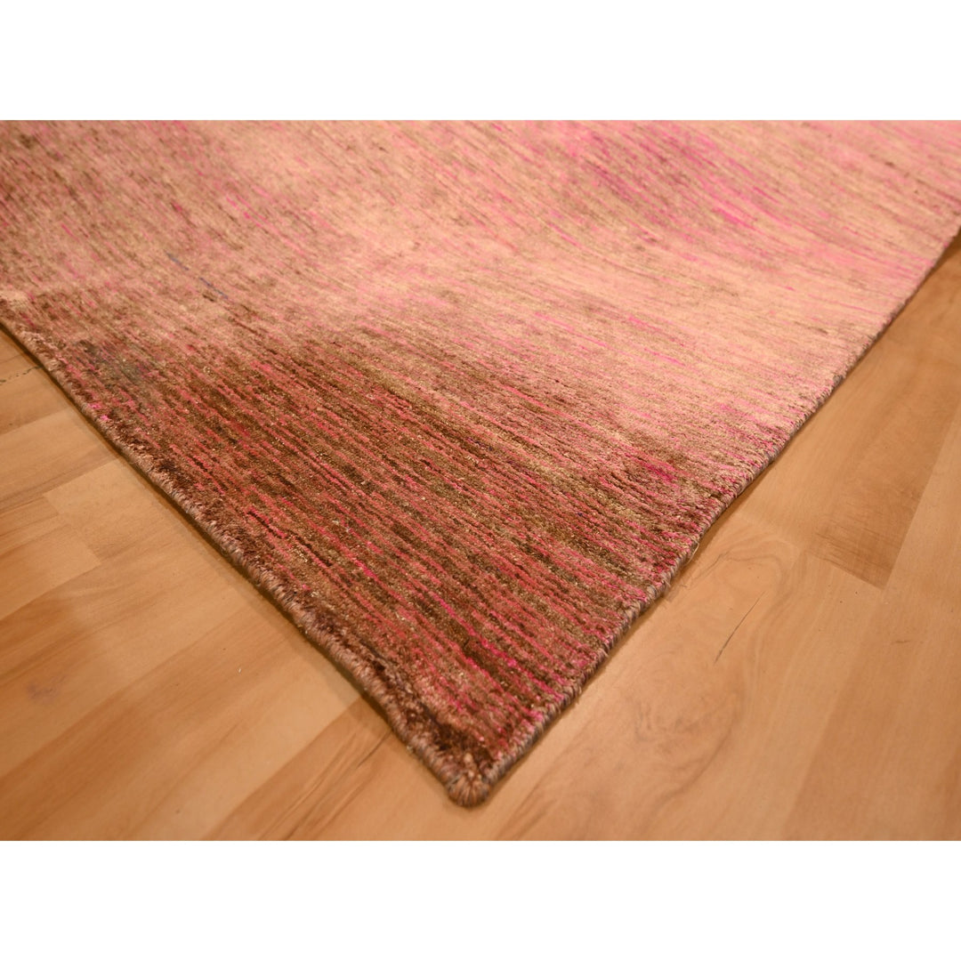 7'9" x 10'0" New Hand Knotted Pink Sari Silk Rectangle Oriental Rug - MOA10276187