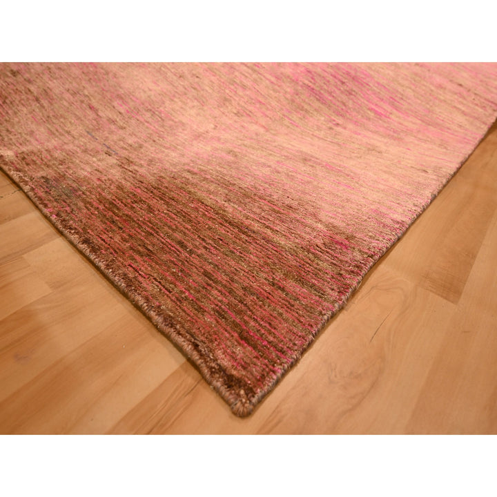7'9" x 10'0" New Hand Knotted Pink Sari Silk Rectangle Oriental Rug - MOA10276187
