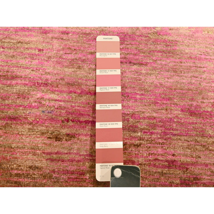 7'9" x 10'0" New Hand Knotted Pink Sari Silk Rectangle Oriental Rug - MOA10276187