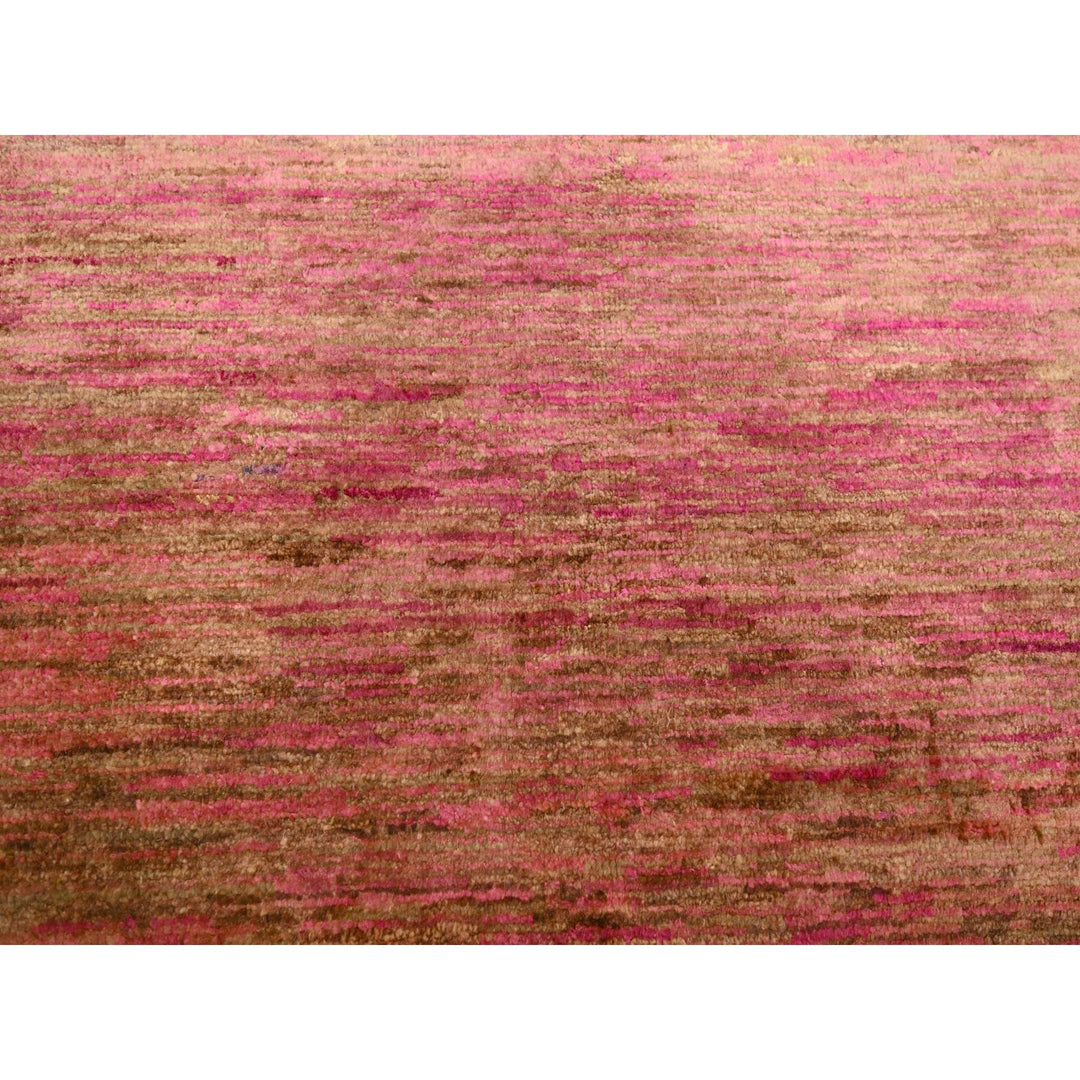 7'9" x 10'0" New Hand Knotted Pink Sari Silk Rectangle Oriental Rug - MOA10276187