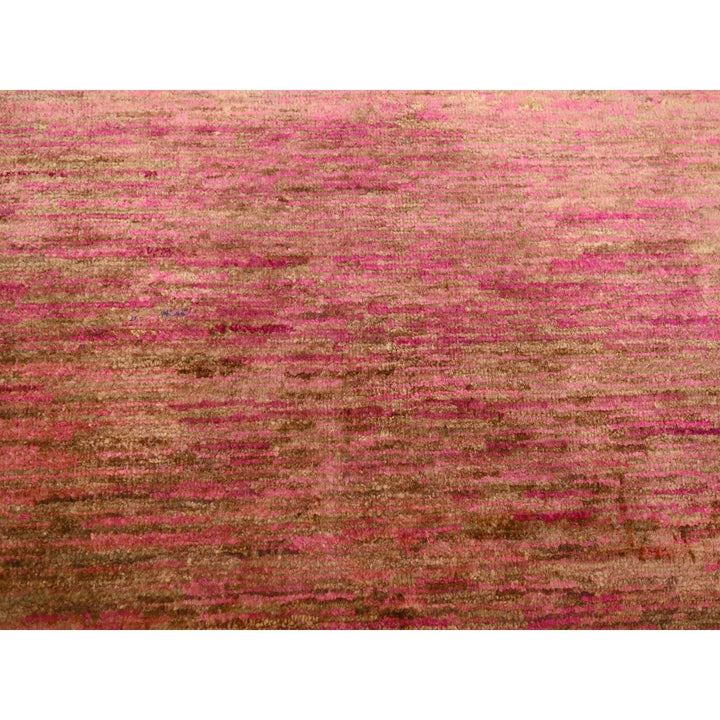 7'9" x 10'0" New Hand Knotted Pink Sari Silk Rectangle Oriental Rug - MOA10276187