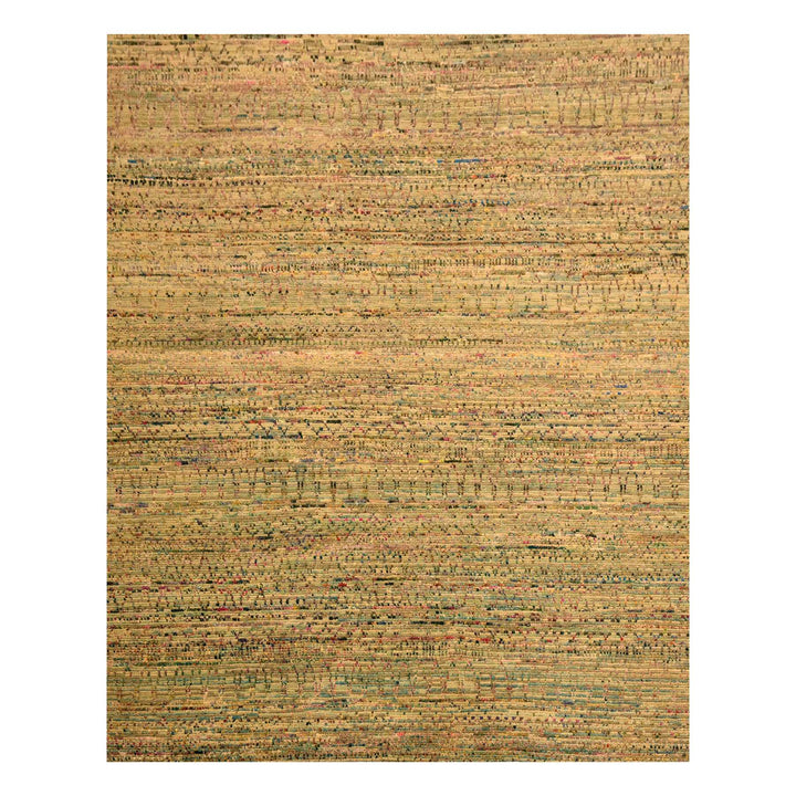 7'11" x 10'0" New Hand Knotted Brown Wool & Sari Silk Rectangle Oriental Rug - MOA10276188