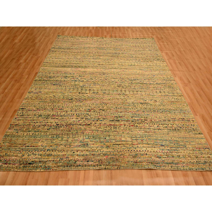 7'11" x 10'0" New Hand Knotted Brown Wool & Sari Silk Rectangle Oriental Rug - MOA10276188
