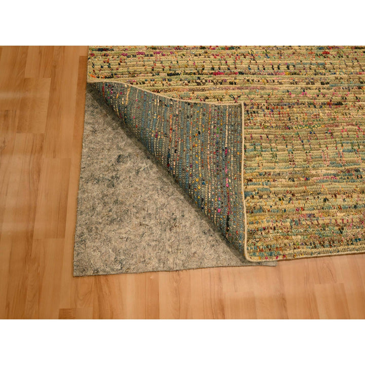 7'11" x 10'0" New Hand Knotted Brown Wool & Sari Silk Rectangle Oriental Rug - MOA10276188
