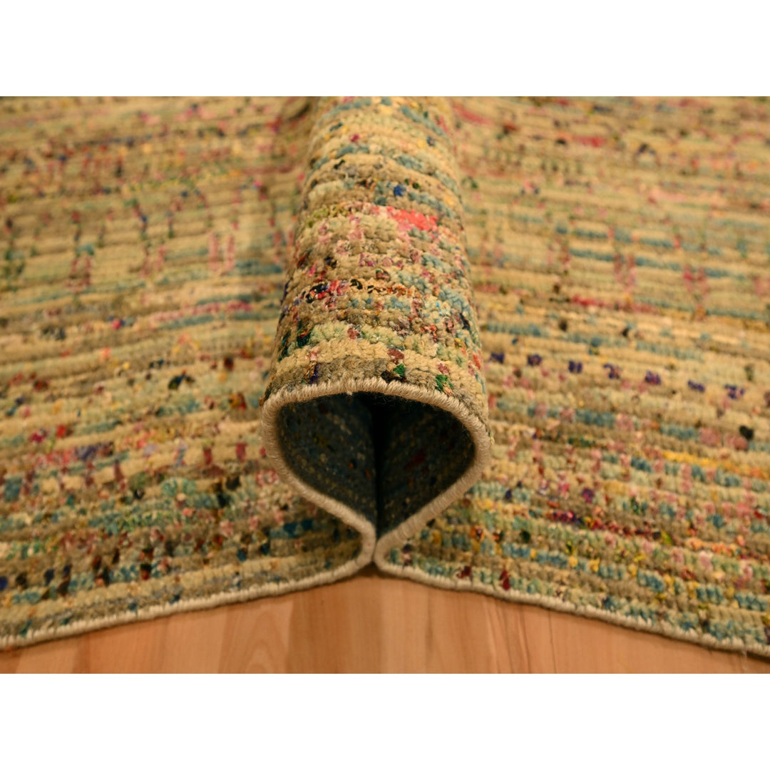 7'11" x 10'0" New Hand Knotted Brown Wool & Sari Silk Rectangle Oriental Rug - MOA10276188