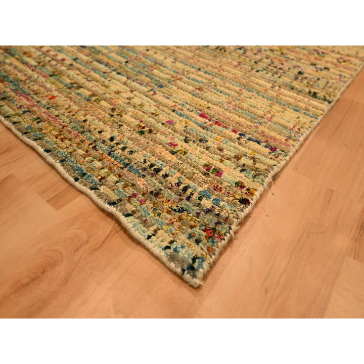 7'11" x 10'0" New Hand Knotted Brown Wool & Sari Silk Rectangle Oriental Rug - MOA10276188