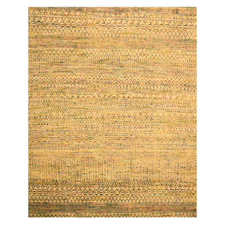 7'9" x 9'10" New Hand Knotted Brown Wool & Sari Silk Rectangle Oriental Rug - MOA10276189