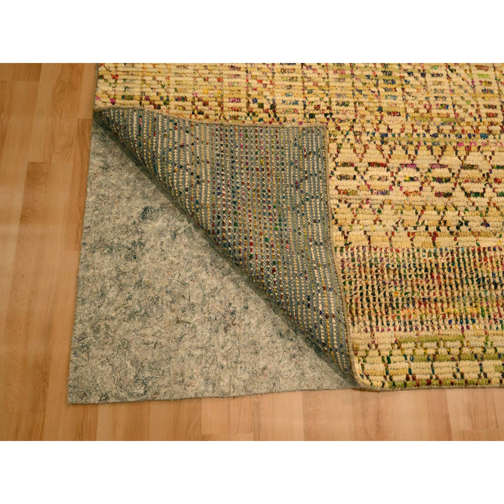 7'9" x 9'10" New Hand Knotted Brown Wool & Sari Silk Rectangle Oriental Rug - MOA10276189
